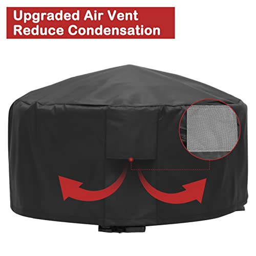 Fire Pit Cover Round For 26Inch-36Inch Fire Pit Waterproof Firepit Cover Heavy Duty Thick Pvc Coating With 2Air Vents Fire Place Cover All-Season Protection Outdoor Fire Bowl Cover #TOP4