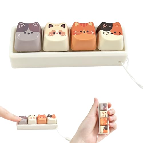 Cute Cat Keyboard Fidget Toy Crisp Sound Stress Relief Fidget Clicker Keychain Creative Keycap Button for Adults at Work Travel Home Anxiety Relief & Focus Boost (Cat)