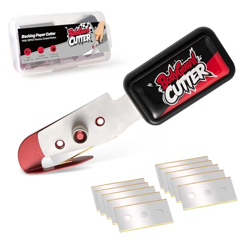 Image of Gomake Vinyl Backing Cutter Bodyguard Vinyl Wrap Cutting Knife, Hidden Blade Wrapping Paper Roll Cutter Vinyl Cutter for Car Tinting and Backing Paper Cutter with 10 Titanium Coated Blades
