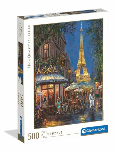 Clementoni Jigsaw Puzzle 500 pieces, Collection Night at the Eiffel Cafè, Puzzle for Adults 14-99 Years, Made in Italy, 35571
