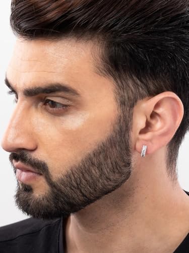 Image of ORIONZ Hoop Earrings for Men & Boys (1 Piece) - 925 Sterling Silver - Gift for Birthday Anniversary - 18k Gold Plated Jewellery - Men Fashion