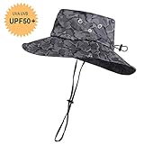 KOOLSOLY Breathable Wide Brim Boonie Hat Outdoor Waterproof UPF 50+ Sun Protection Mesh Safari Sun hat for Travel Fishing