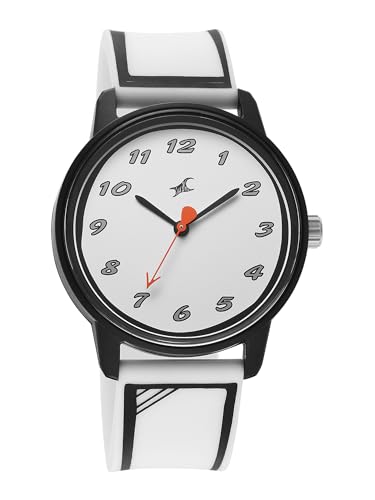 Image of Fastrack Tees Zine with Black Dial White Silicon Strap Watch for Unisex - 38145PP08W