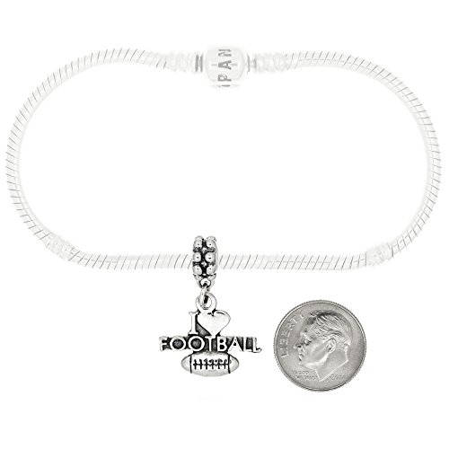 Sterling Silver I Love Football Dangle Bead Charm2