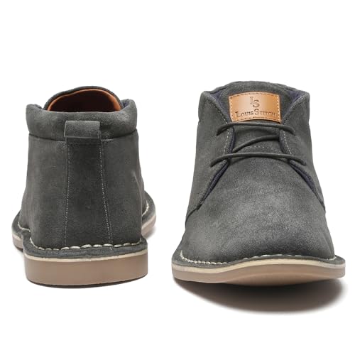 Image of LOUIS STITCH Chukka Boots for Men| Suede Leather Boots for Men| High Ankle Casual Boot | Casual Office & Trekking Shoes | Hiking Boots for Men | Stitch Down Desert Boots |Grey [LSSDSUCKCUGY]