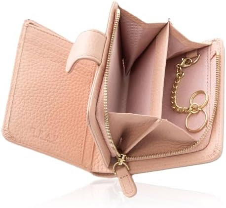 （12:30時点） [GRAV] 【手になじむ柔らかな手触り】 (雑誌掲載品) ミニ財布 レディース 本革 2つ折り (ミニマルなのに大容量) L字ファスナー スキミング防止 小銭入れ 札入れ お札入れ ギフト (2つ折り, ピンク）