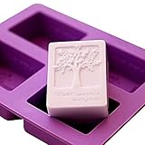 ESA Supplies 4 Cavities Rectangle Tree of Life Silicone Soap Bar and Resin Mold for DIY Soap Making