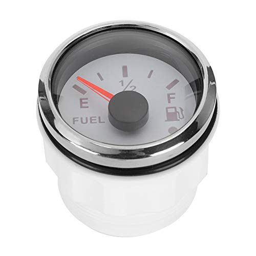 Akozon Indicador de nivel de combustible marino 2 pulgadas Alarma inteligente IP67 a prueba de agua Acero inoxidable 316(EU 0-190O-Blanco)