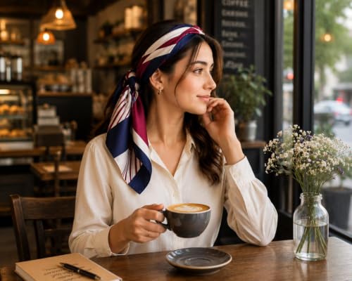 Image of Satin Square Head Scarf for Women, Floral Printed