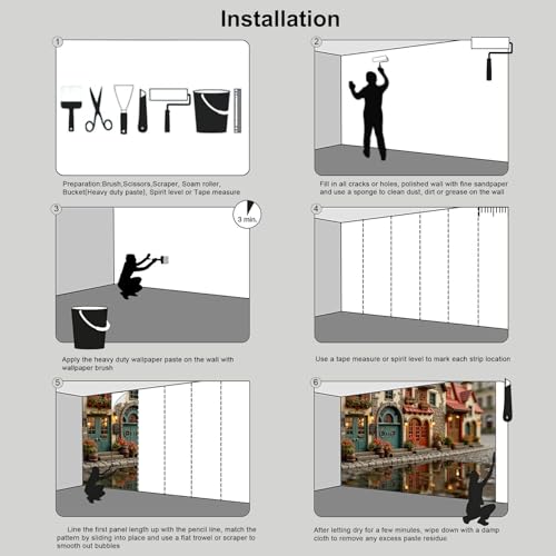 Murales de pared de 200x140 cm con papel pintado panorámico ciudad de piedra para el dormitorio 8