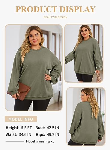 Image of Eytino Women Plus Size Sweatshirt Oversized Crew Neck Long Sleeve Tops