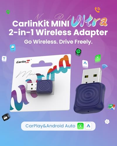 Image of Carlinkit MINI Ultra Wireless CarPlay Android Auto Adapter, Esay to Hide, Stable Connetion, Work with USB-A /Type-C Port, Retain Original Controls & Audio (Deep Blue)