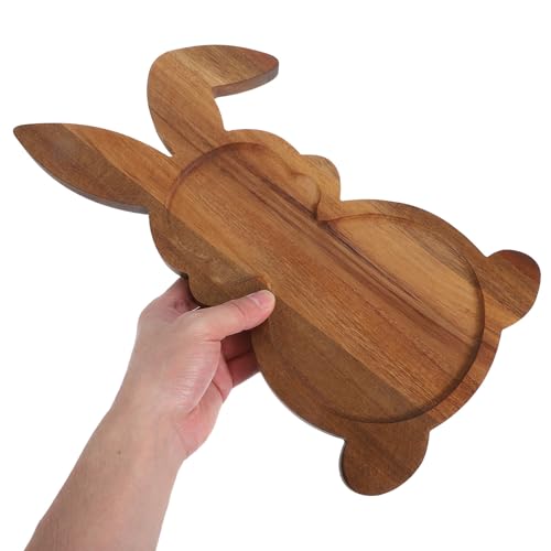 Plateau de service en bois forme lapin rustique, accessoire cuisine et Pâques