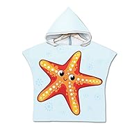 Kinder Badeponcho Mit Kapuze - Strandtuch Seestern Design 60x60cm