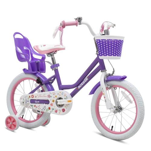 Image of Bixike Princess Style Girls Bike with Basket for 2-13 Years Old Kids and Toddlers, 12 14 16 18 Inch Bicycle for Children with Training Wheels and Streamers, 20 Inch with Kickstand, Multiple Colors