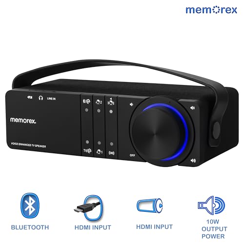 Memorex MX-CLRTV100 Wireless TV Sound Enhancing Speaker | Bluetooth, 3D Surround Sound, Clear Voice Technology, Long Battery Life | HDMI/Optical Connectivity, Private Listening, and Wireless Charging - Image 5