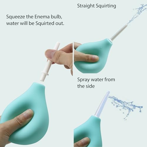 Image of TopQuaFocus 8oz Enema Bulb Kit Anal and Vaginal Douche Bulb for Men Flushing System Enemas Silicone Bulb 4 Replaceable Tips (Green, 224ml) (Pack of 2)
