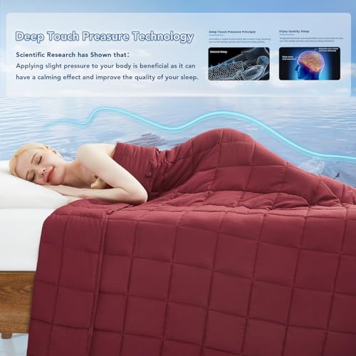 Topcee Weighted Blanket for Adults (15 lbs, 48" x 72") Twin Size Soft Cooling Heavy Blanket Sleeping, Apply to 130-160 lbs Body, Thick Breathable Blanket with Glass Bead, Easy Care