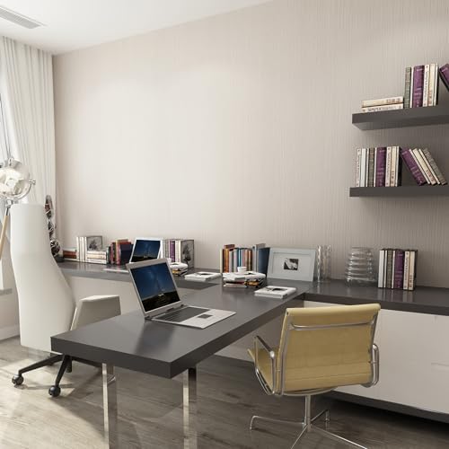 JSEVEM 80CM×4M Extra Wide Thick Beige Warm White Wood Wallpaper Peel and Stick Waterproof Wood Contact Paper Vinyl Matte Textured Furniture Sticker for Bedroom Living Room Cabinet - Image 3