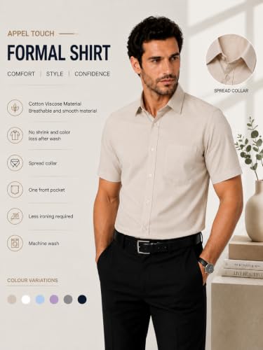 Image of Appel Touch Men's Cotton Blend Formal Shirt Half Sleeves