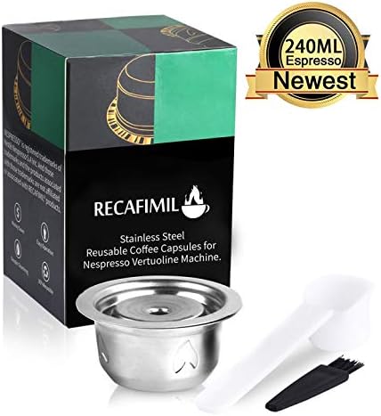 Anklin Stainless Steel refillable Coffee Pod Filter Set，Reusable Coffee Capsule (240ML), Silver