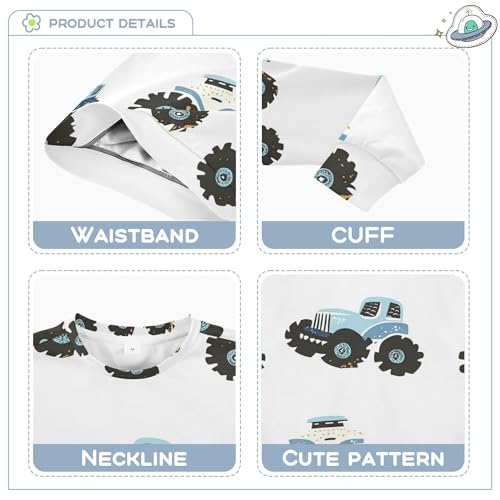 JUNZAN Cartoon Trucks Car White Little Girls Pullover Hoodie Fleece Tops Clothing Shirts Athletic 4T3