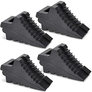 Wheel Chocks for Cars, RVs, Trucks, Trailers, and Vehicles G.V.W. up to 8T, 4 Pack - Anti Slip Bottom Tire Chock for All Weather Use - RV, Travel Trailer, Pop Up Camper Accessory