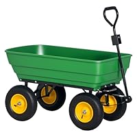 Outsunny 125 Litre Large Garden Cart Heavy Duty 4 Wheel Trolley Dump Wheelbarrow Tipping Truck Trailer - Green