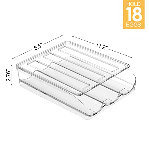 Image of Egg Holder for Fridge 16 Capacity Automatic Rolling Egg Organizer for Refrigerator, Clear Stackable Container for Kitchen or Pantry Storage 1 Pack