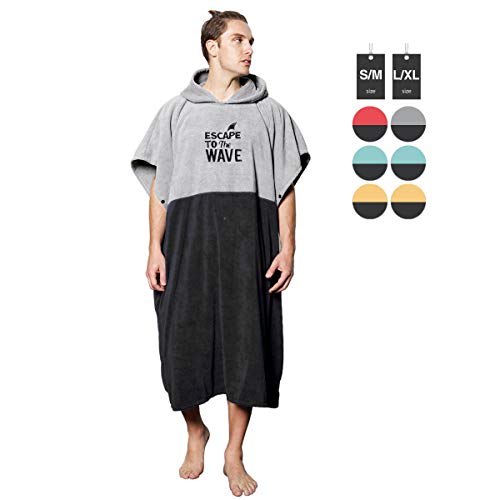 Vulken Extra Large Thick Hooded Beach Towel Changing Robe. Surf Poncho Men for Easy Change in Public. Quick Dry Microfiber Towelling for The Beach, Pool, Lake, Water Park. L/XL