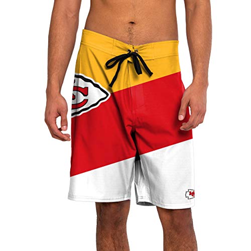 Image of FOCO Men's Team Logo Floral Hawaiian Swim Suit Trunks