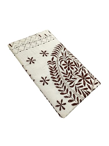 Image of SHRISTI CLOTHINGS Women's Hand Embroidered Cotton Silk Kantha Stitch Saree with Blouse Piece (SB430324 TWD86)