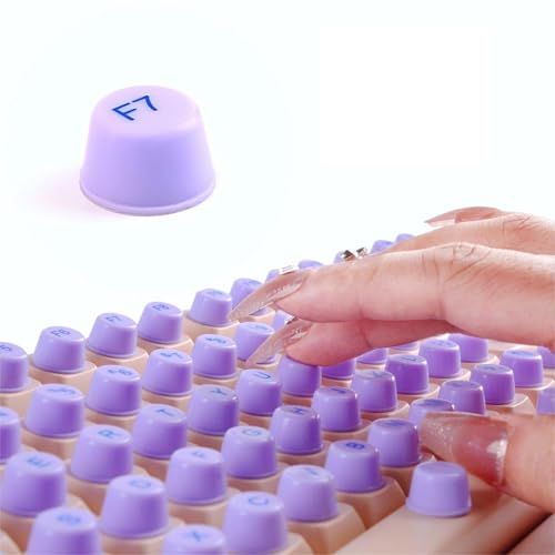 BLEWAY Long Nail Keyboard Stickers 128 Piece Set: Keyboard Bubbles - Protective Long Nail Keyboard Desktop Stickers (Purple - 128 pcs)