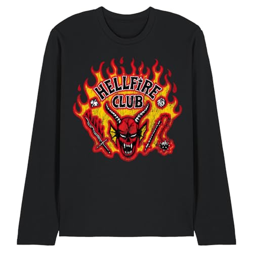 T-shirt Stranger Things Hellfire Club à manches longues noir coupe mixte pour fan