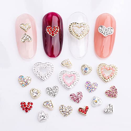 26Pcs Heart Nail Charms 3D Alloy Love Heart Nail Jewels Nail Rhinestones Gems Diamonds Crystal Nail Art Charms For Valentine's Day Diy Nail Art Craft Accessories #TOP2