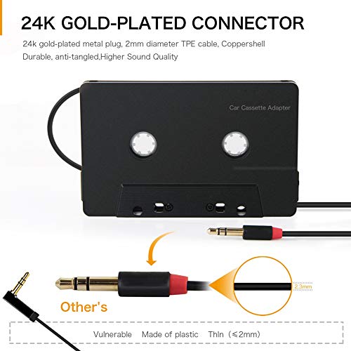 MoreChioce Car Tape Converter, 3.5mm Classtical Car Stereo Cassette Tape Adapter Universal Auto Cassette Converter for CD Music Player Telephone