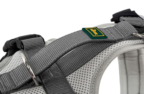 Hunter Hundegeschirr Maldon UP, Farbe: hellgrau/grau, weich gepolstert & komfortabel, stark reflektierend durch 3M Scotchlite, 4-Fach verstellbar, mit gepolstertem Griff (ab S-M), Größe: XS-S