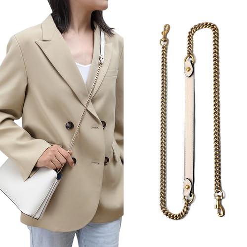 Image of jiesinlov Purse Leather and Chain Bag Shoulder Strap Replacement Crossbody for Handbags,43 Inches in Length(Gilt-off white)