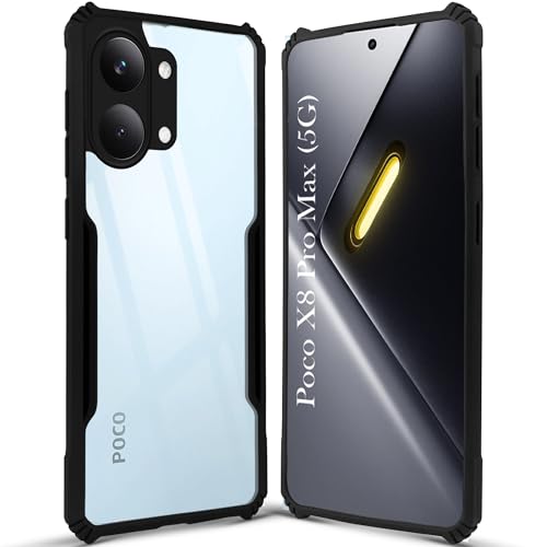 Image of Jkobi Hybrid Back Cover Case for Poco X8 Pro Max 5G (Shockproof with Polycarbonate Clear Panel | Professional Black)