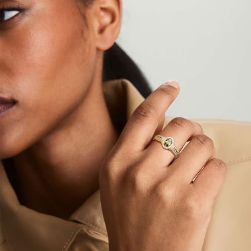 DAYBYDAY Birthstone Rings for Women 925 Sterling Silver/Yellow Gold Plated Gemstome Oval Engagement Promise Rings Size 6-103