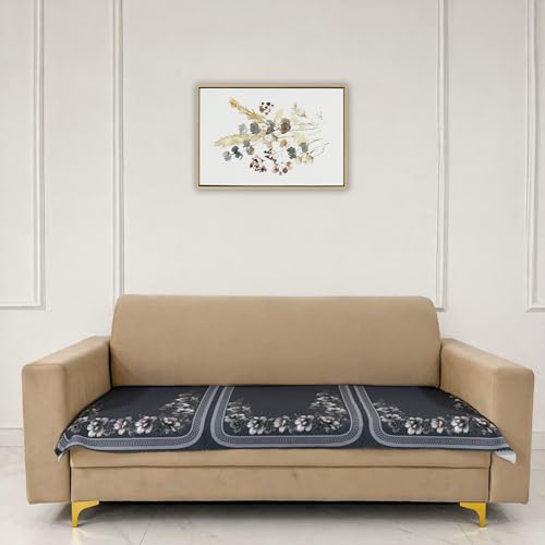 Image of Homerz Premium 'Luxe Series' Holland Velvet Sofa Cover | Smooth Finish | Anti-Skid Fleece Backing | Soft Touch Couch Protector for Living Room (Grey, 3 Seater, Only Seat Cover)