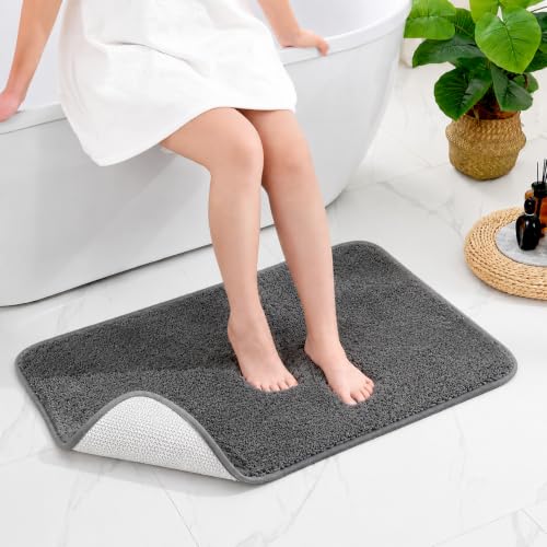 Image of Pack of 1 Quick Dry Water Absorbing Rectangular Micro Floor Mat | Anti-Skid & Non-Slip Cushion Doormat for Home, Kitchen, Office, Washroom - (R Grey, 40x60 cm)