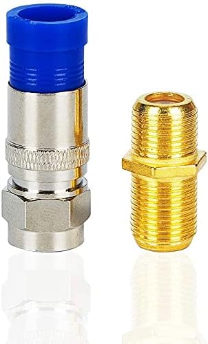 32 Pieces Coax Cable Crimper Tool Kit, Coaxial Wire Stripping Plier Tool Set with 20PCS F Compression Connector(RG6 RG59) and 10PCS Gold Plated F-Type Coaxial RG6 Coupler