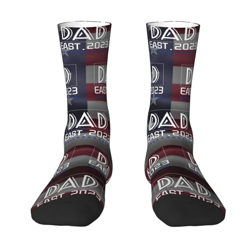 Dad Est. 2023 Adult Polyester Crew Socks Breathable Moisture-Wicking Athletic Running Gym4