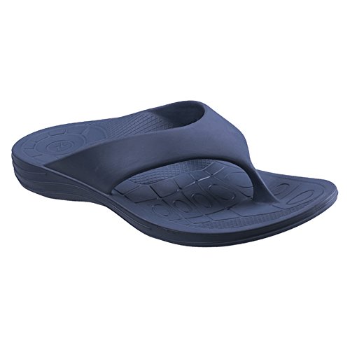 Aetrex Maui Orthopedic Mens Flip Flops - Arch Support Shock Absorption w/UltraSKY EVA Foam Pressure Relief Water-Friendly Flip Flops for Men Navy