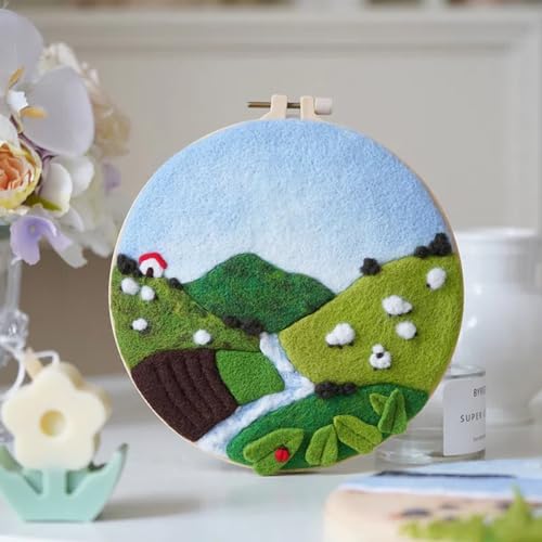 Image of Wonafa DIY Wool Needle Felt Starter Kit, Beginner Needle Felt Kit with Wool Felt Bag, Felts Needles, Photo Frame, Foam Mat, Felts Cloth and Instructions for Home Decor, Art Crafts (K1)
