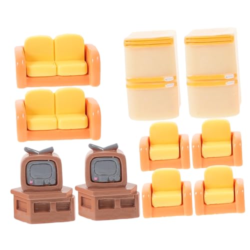 Milisten 1 Juego Muebles Miniatura Casa de Muñecas Sofá Individual y Doble Televisión y Refrigerador Decoración de Microescenas y Accesorios Fotografía