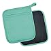 DII Cotton and Neoprene Pot Holders , 7 x 8" Set of 2, 425°F Heat Resistant and  Machine Washable for Kitchen Cooking and Baking-Aqua