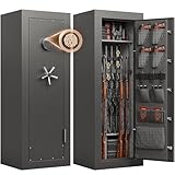 KAER 20 Fireproof Gun Safe - Biometric Gun Safe for Rifles and Pistols Fire Proof Large Rifle Safe Long Gun Cabinet for Shotguns with Digital Keypad, Removable Gun Racks, Pistol Pockets