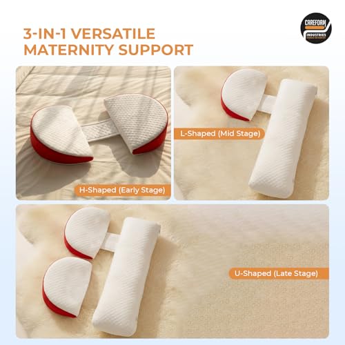 Image of CareFoam Pregnancy Pillow Adjustable Butterfly Design for Sleeping|Memory Foam|Full Body Maternity Pillow for Belly, Back, Hips & Legs Support|Soft, Breathable & Travel-Friendly